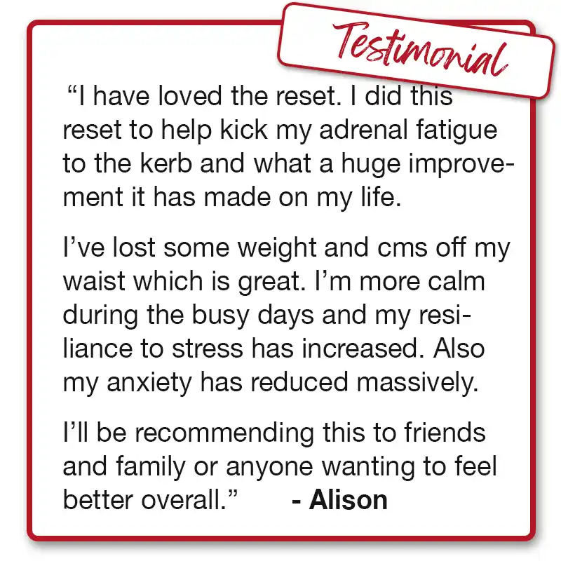 14 day reset testimony alison